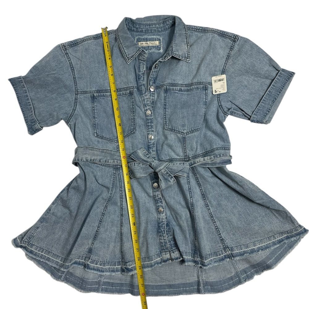 FREE PEOPLE Cotton Jenny‎ Denim Tie-Waist Tunic, Size XSMALL - Picture 8 of 15